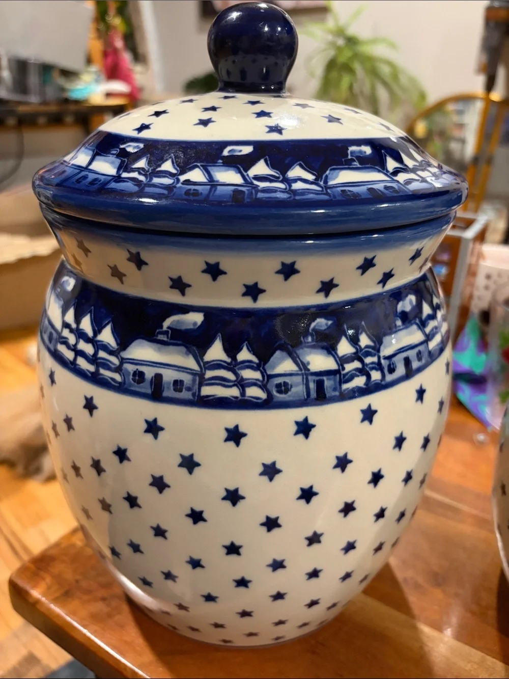 Polish Pottery Winter Scenery 4 liter ceramic canister Manufaktura brand